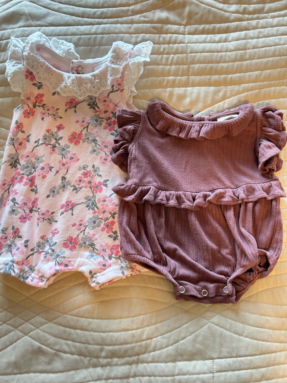 3-6M Kate Quinn AND Laura Ashley Rompers